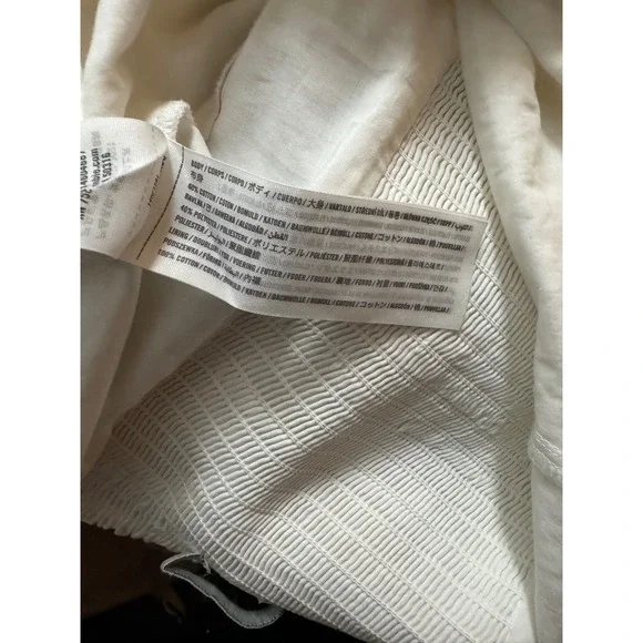 Abercrombie & Fitch White Puff Sleeve Smocked Ruched Crop Top Sz XS Cottagecore - Picture 5 of 9